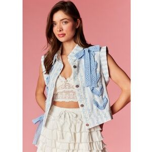 "The Elle" Blue Lace Tie Vest